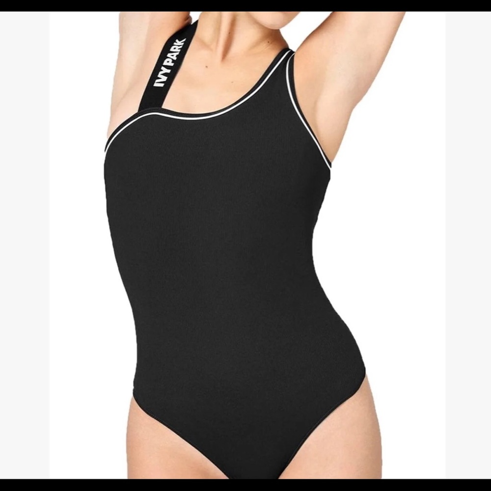 Ivy Park Logo Tape Asymmetrical Gym Bodysuit